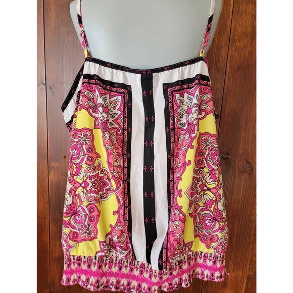 Lane Bryant Women 26/28 Pink Floral Satin Shell Top Adjustable Straps Ruffle🌸 - Picture 6 of 11